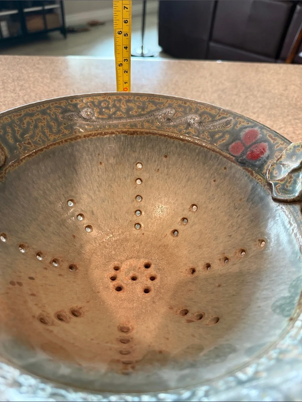 Artisan Turquoise Ceramic Decorative Stainer with Handles